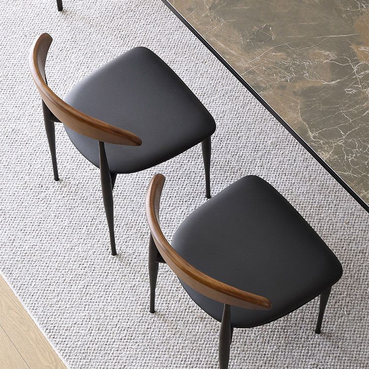 Modern Style Dining Chair Leather Open Back Side Chair for Dining Room