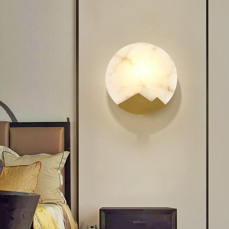 Lampada a parete moderna a parete moderna a filo a filo con tonalità di pietra bianca