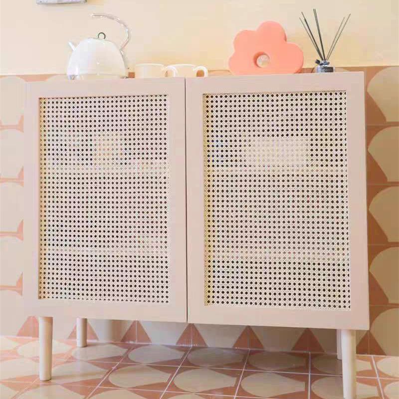 Rattan 2 Doors Buffet Server 36-inch Height Wood Kitchen Server for Dining Room