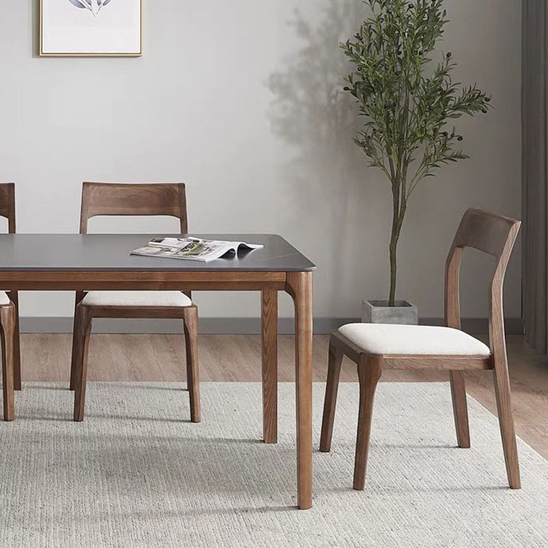 Modern Solid Wood Side Chair Open Back Dining Side Chair with Solid Wood Legs