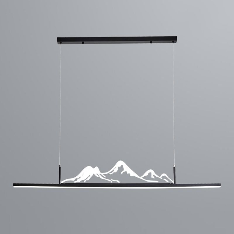 Luz de metal lineal lámpara de luz contemporánea 1 luz colgante de cocina ligera