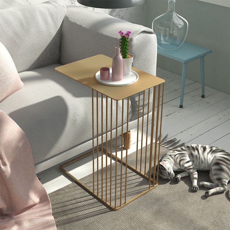 Mid-Century Rectangular Side Table Metal C Side Table, 23.23" Tall