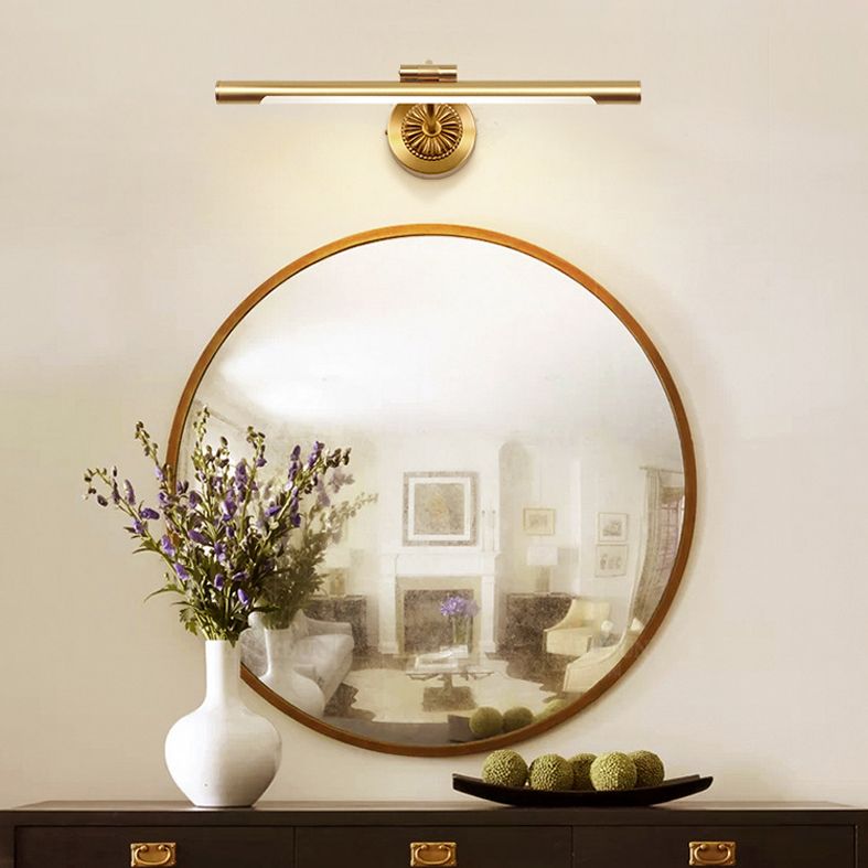 Modern Gold Linear Wall Mount Light Fixture Metal 1-Light Wall Lamp for Bathroom