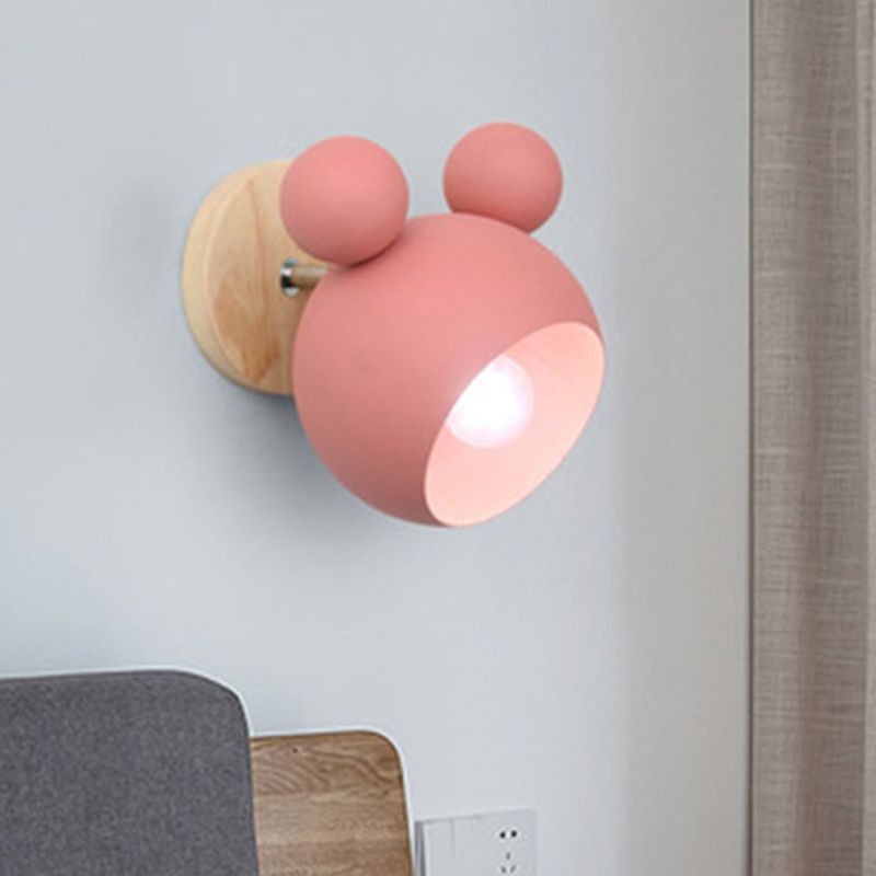 Nordic Metall Wall Light 6 "breite Makkaronwandleuchten mit Holz für Wohnzimmer