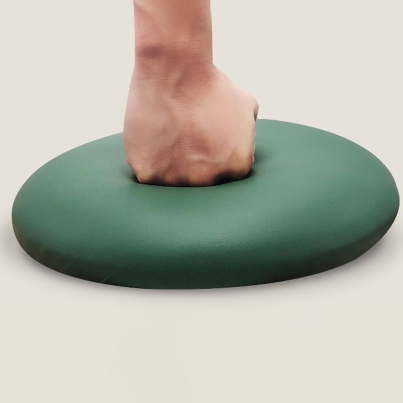 Contemporary Pouf Ottoman Fabric Upholstered Metal Frame Round Ottoman