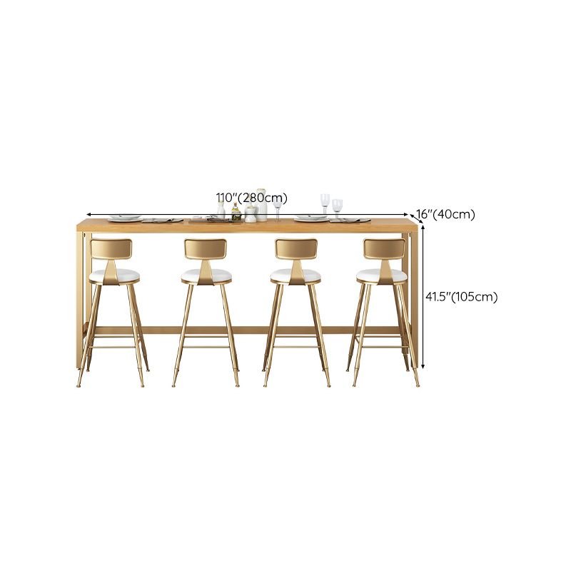 Glam Bar Height Table Solid Wood Top Bistro Bar Table with Trestle Base