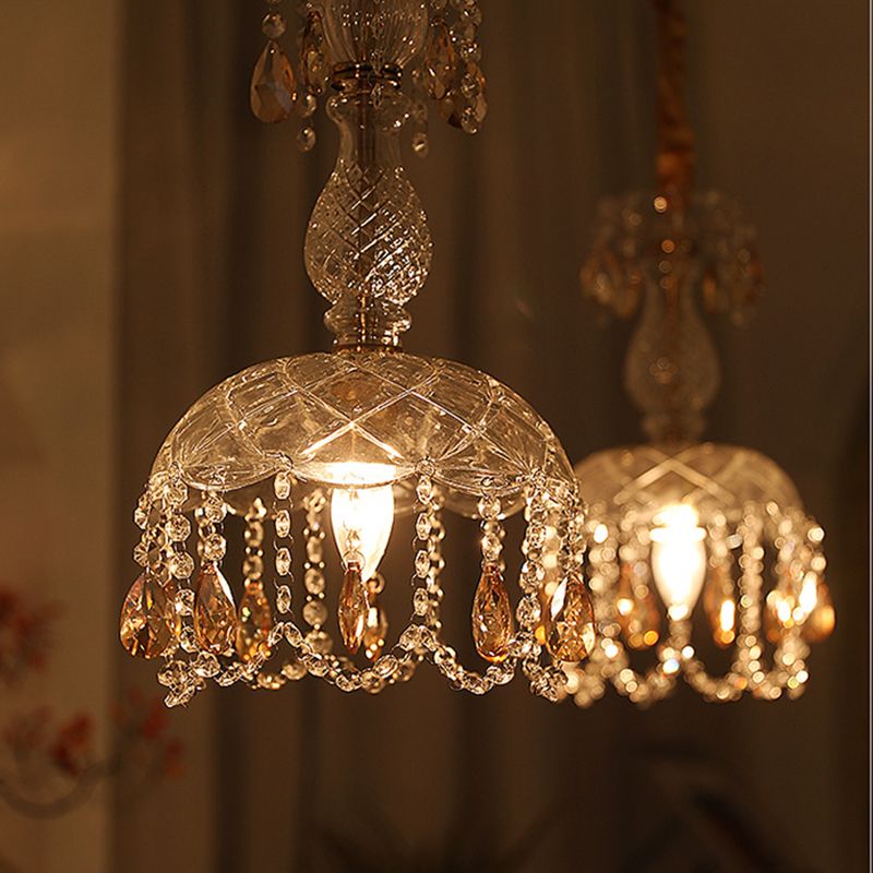 Moderner Stil einzigartiger Schatten hängend hängendes Glas 1 hängende Lampe mit Kristall