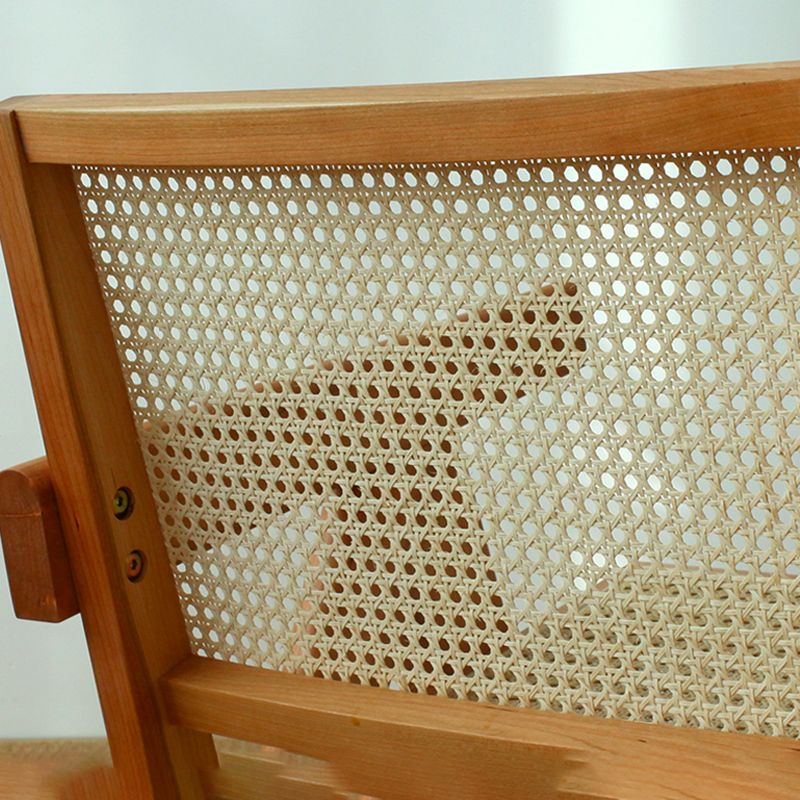 Woven Back Lounge Chair Basic Four Leg Solid Wood Chair with Cushion
