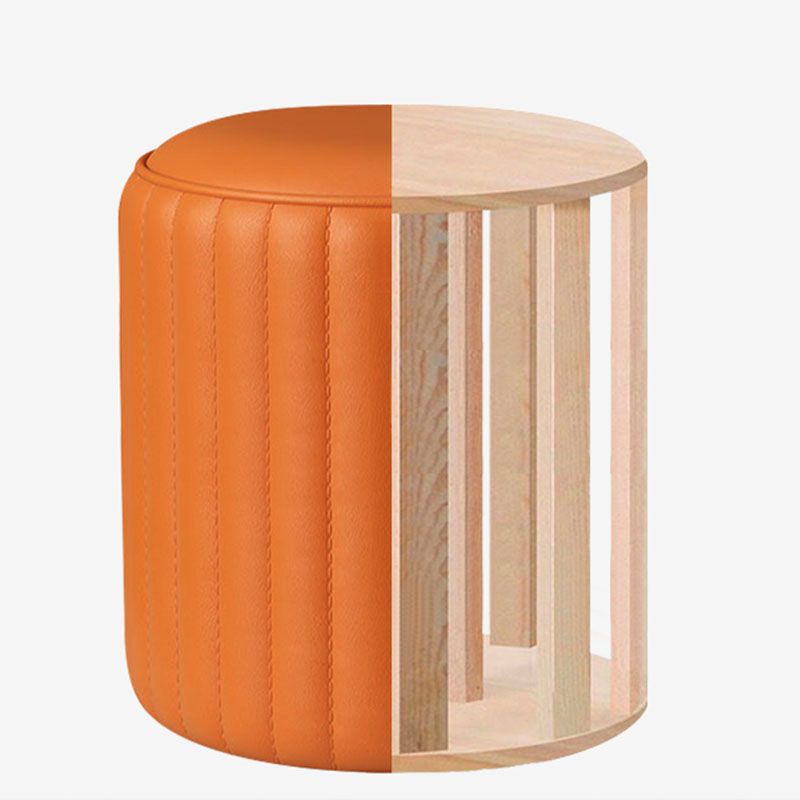 Whole Colored Ottoman Cylinder Shape Stain Resistant Faux Leather Ottoman