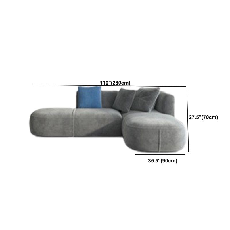 Nordic Gray Living Room Modular Gray Upholstery Square Arm Sofa