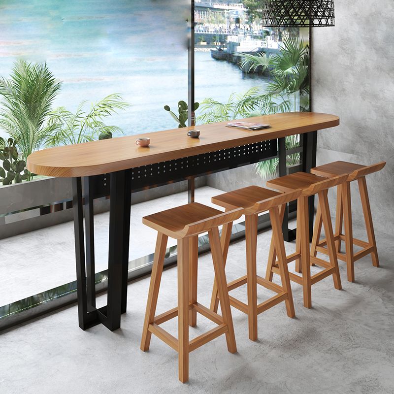 Industrial Style Bar Table Rectangle Solid Wood Bistro Bar Desk for Indoor