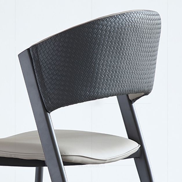 Dining Room Upholstered Chair Home Open Back Faux Leather Dining Chair