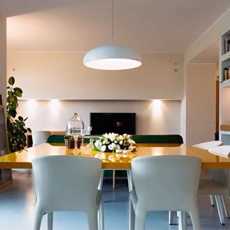 Nordic Macaroon Style Dome Shade Hanging Light Polished Aluminum Lighting Fixture for Dining Room