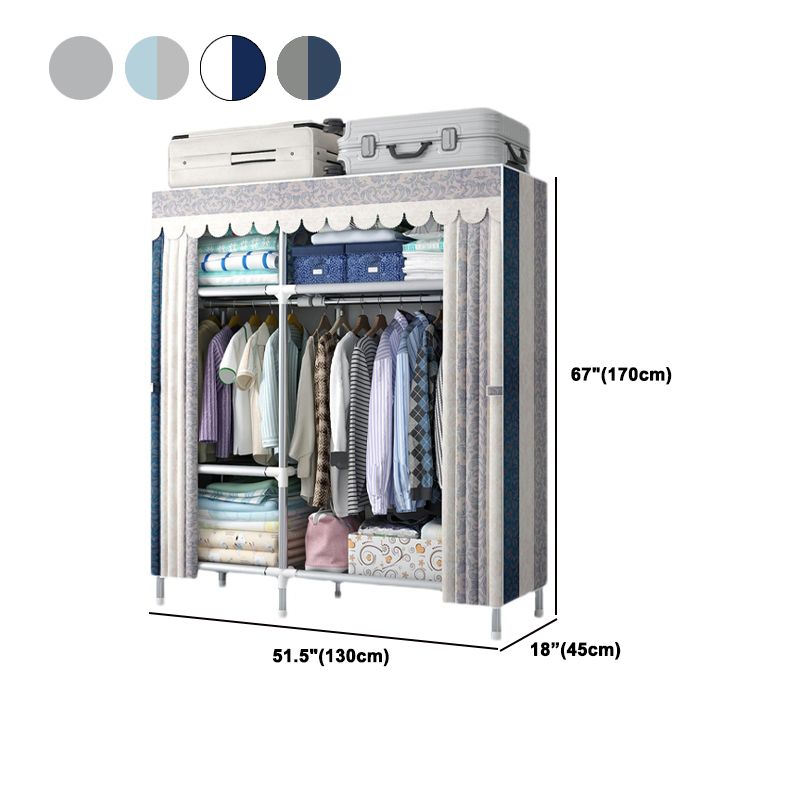 Modern Style Wardrobe Armoire Silver Metal Frame Wardrobe Cabinet
