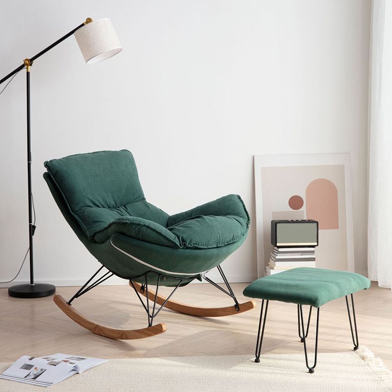 Scratch Resistant Rocking Chair Solid Fabric Modern Rocking Chair with Ottoman