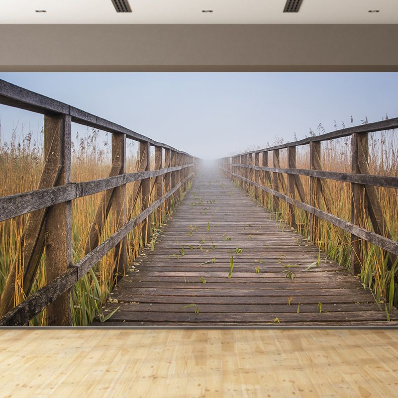 Decorative Wall Mural Wallpaper Wooden Bridge Sitting Room Wall Mural