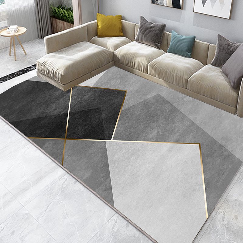 Minimalist Indoor Rug Modern Geometry Pattern Rug Polyester Stain Resistant Area Rug for Living Room