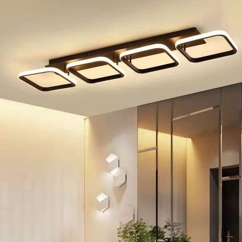 Metall quadratische Schatten Flush Deckenleuchte moderne Multi -Leuchten Flush -Montierung in Schwarz