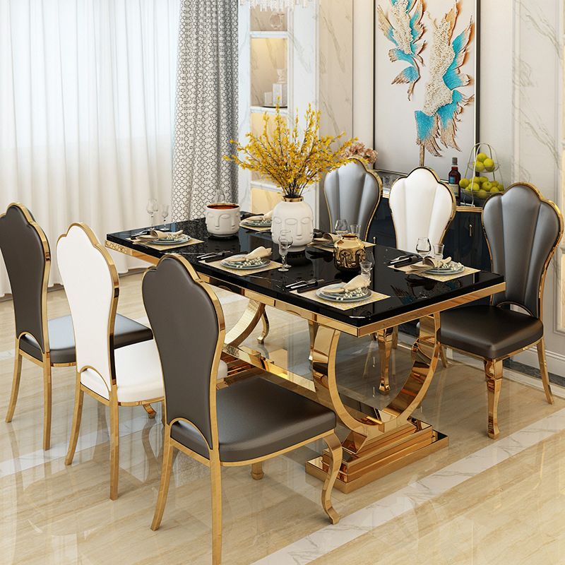Metal Traditional Luxury Rectangle Table Stone Top Table for Home