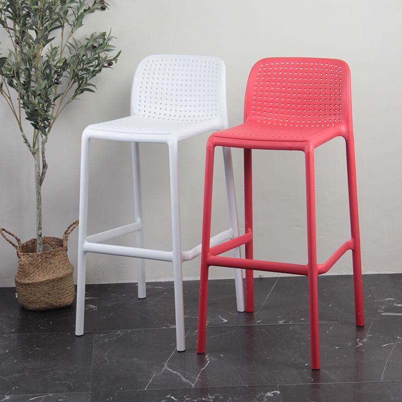 Modern Plastic Counter Stool Low Back Square Stool for Living Room