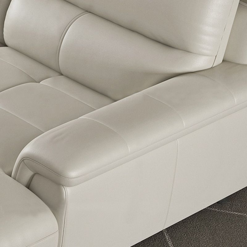 Modern Cream High Back Sofa and Chaise Pillow Top Arm Leather Sectional