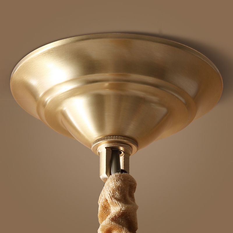 Traditional Style Chandelier Light Fabric Shade Brass Lighting Fixture for Living Room