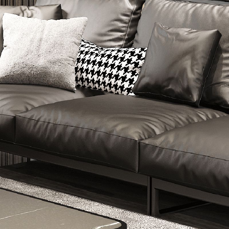Sof industriel classique en cuir authentique 33,46 "High Square ARM SOFA & BOLSTER OREILLERS