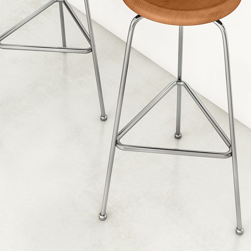 Modern Armless Backless Counter Stool Oak Wood Bar Stool with Pedal for Cafe