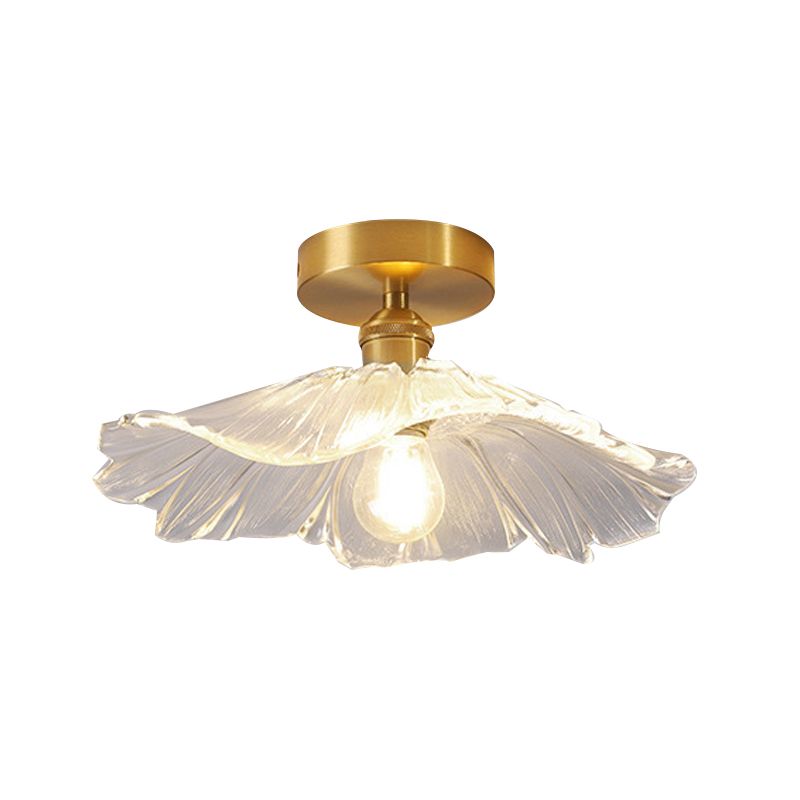 Single Golden Flush Mount Lighting Glass Ceiling Light for Living Room