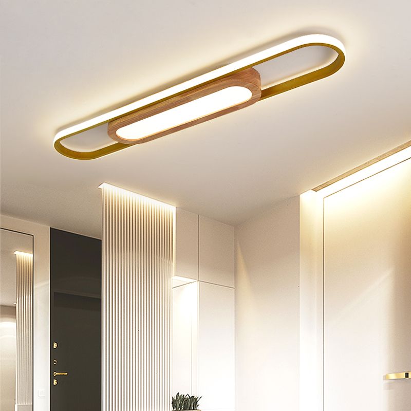 Luminaires de plafond affleurants modernes, plafonnier en bois pour salon
