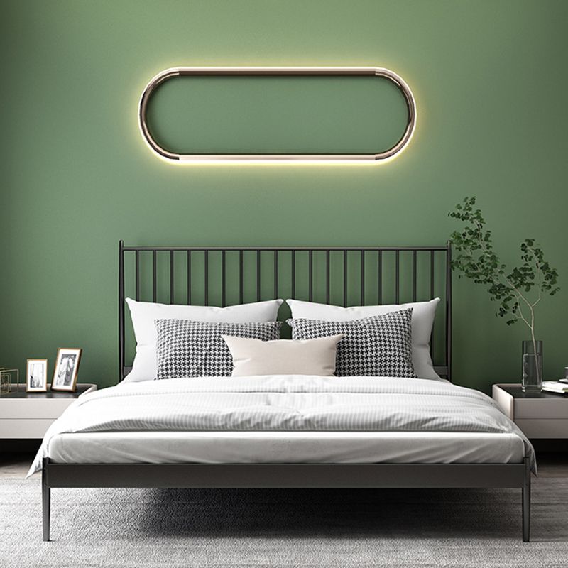 43.3" Metal Standard Bed with Spindle Headboard Low Profile Bed