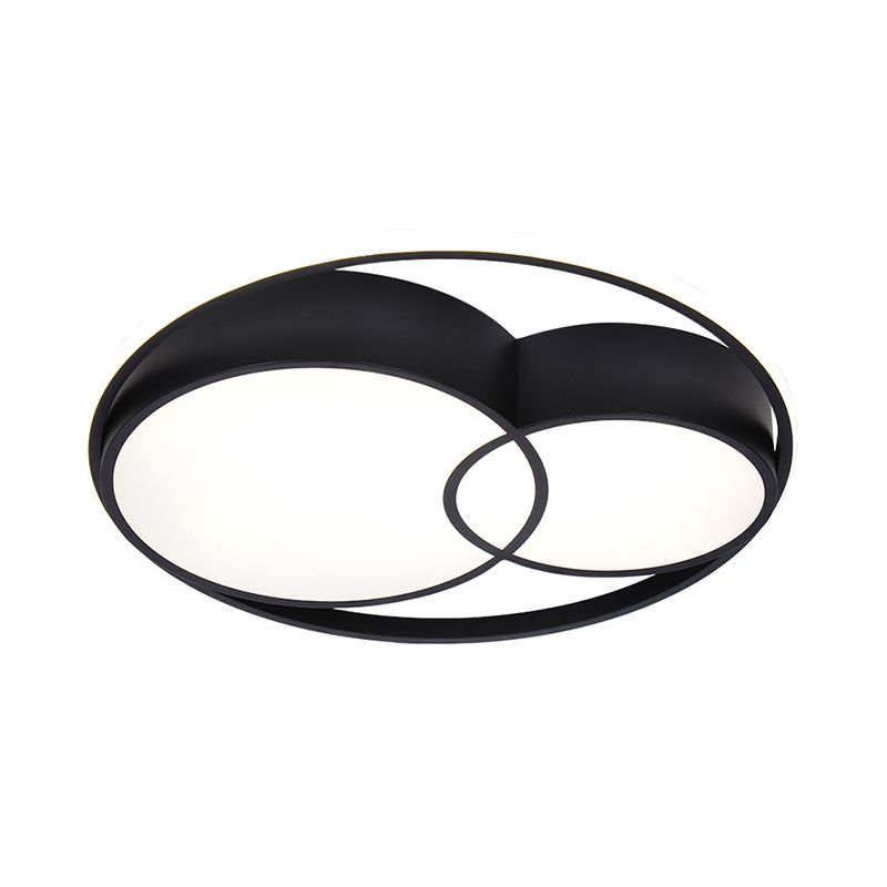2-Drum Acrylic LED Flush Mount Light Nordic Style Black Ceiling Light Fixture in Warm/White/3 Color Light