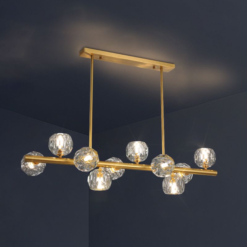 Globe Crystal Island Lighting Fixture Modern Elegant Ceiling Pendant Light for Dining Room