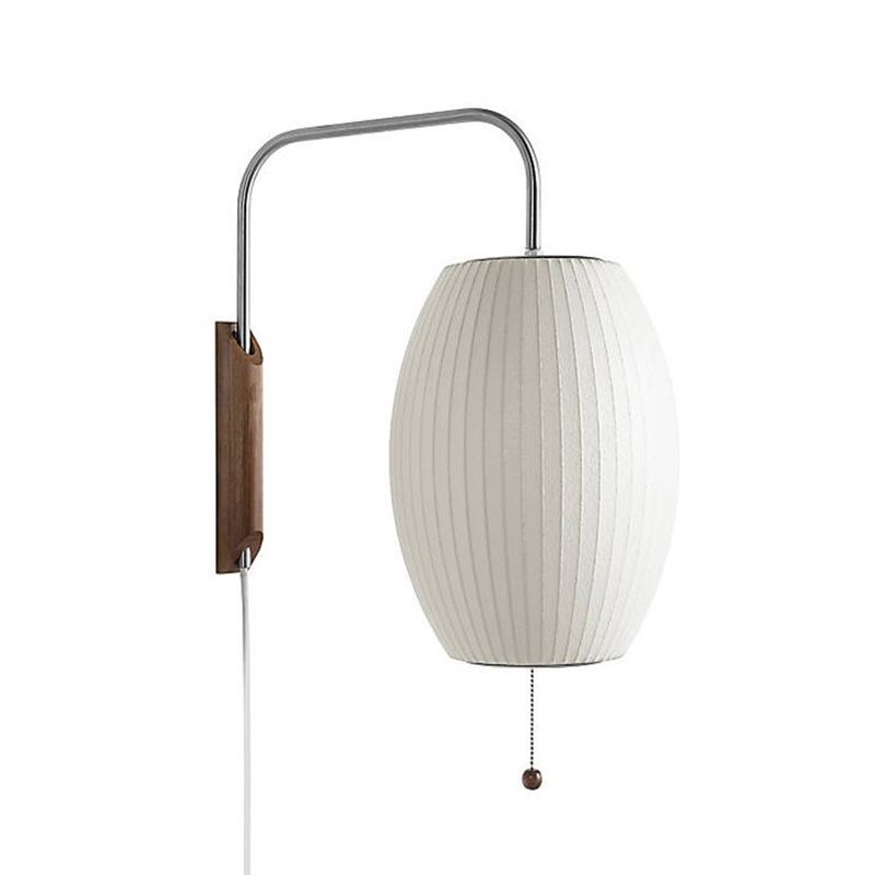 Wood Geometric Wall Sconce Lights Modern Style 1 Light Wall Mounted Lamp in White