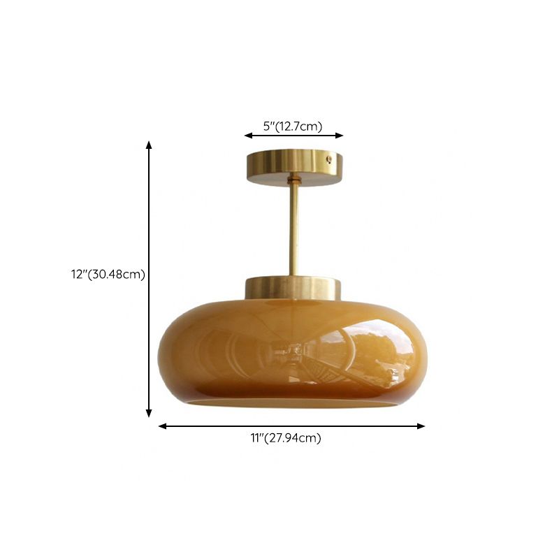 Modern Metal Flush Mount Bowl Shape Ceiling Light with Glass Shade for Living Room
