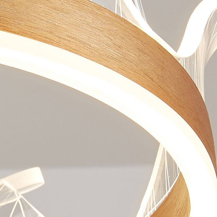 Minimalist LED Suspension Light Gold Crown Shaped Chandelier with Acrylic Diffuser