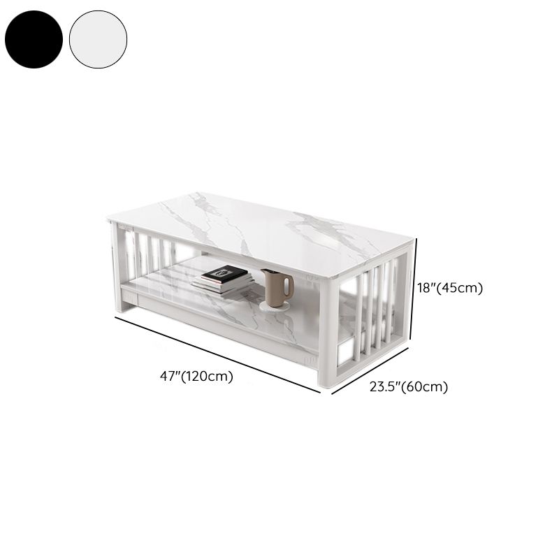 Slate 4 Legs Coffee Table Rectangle Single Coffee Table with Shelf