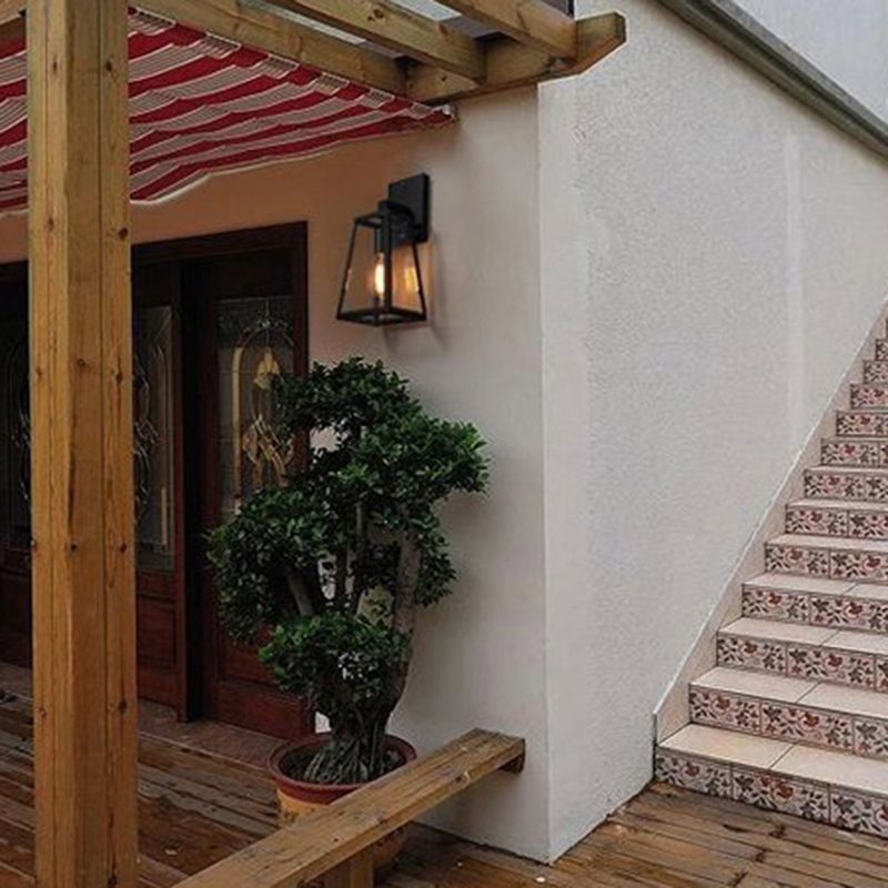 1 Light Geometric Wall Mounted Light Fixture Industrial Glass Wall Lighting Ideas Lights in Black