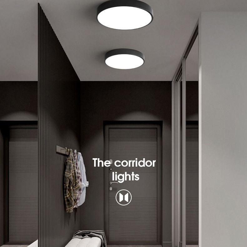 Simplicity Style Acrylic Lampshade LED Flush Mount Light Round Metal Border Ceiling Light for Hallway Balcony