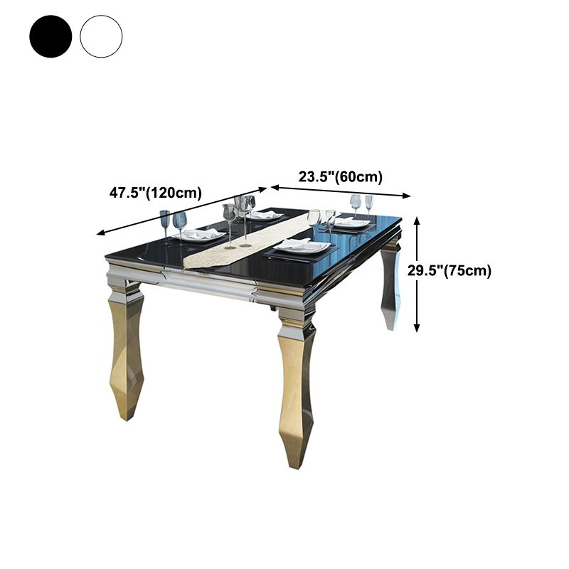 Metal Contemporary Rectangular Dining Table Glass Top Table for Dining Room
