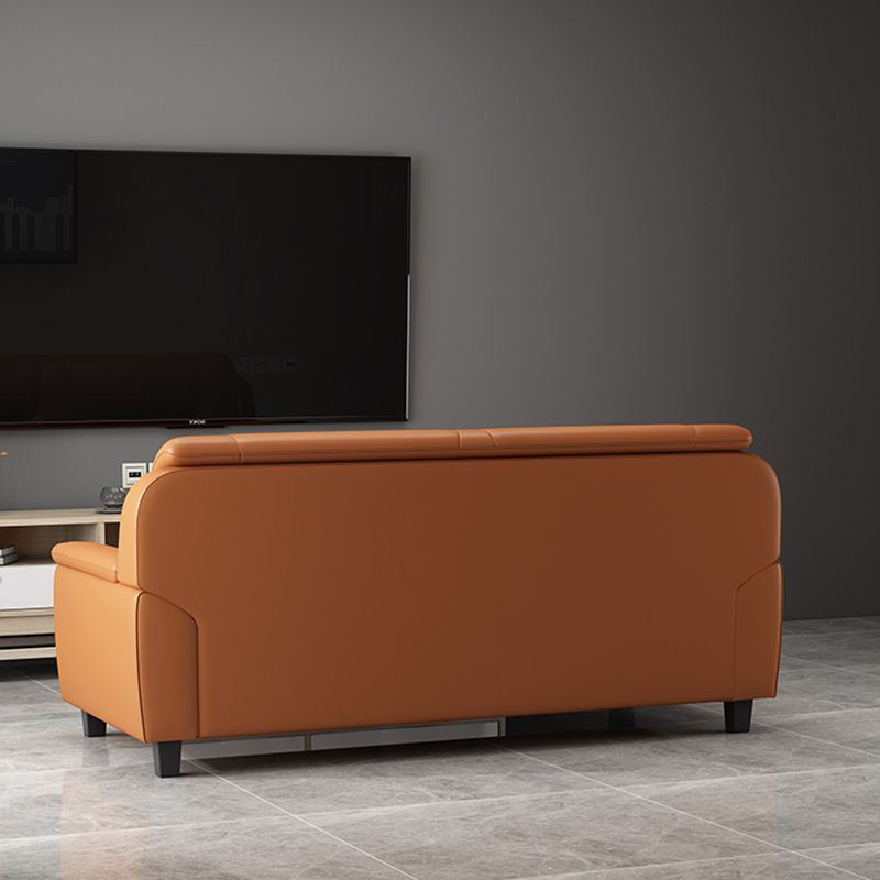 31.50" H Faux Leather Pillow Top Arm Sofa with Cushions for Living Room