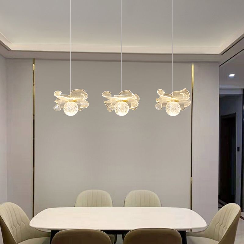 Minimalist Flower Shaped Shade Hanging Lamp, Art Deco Acrylic Shade Hanging Light for Bedroom