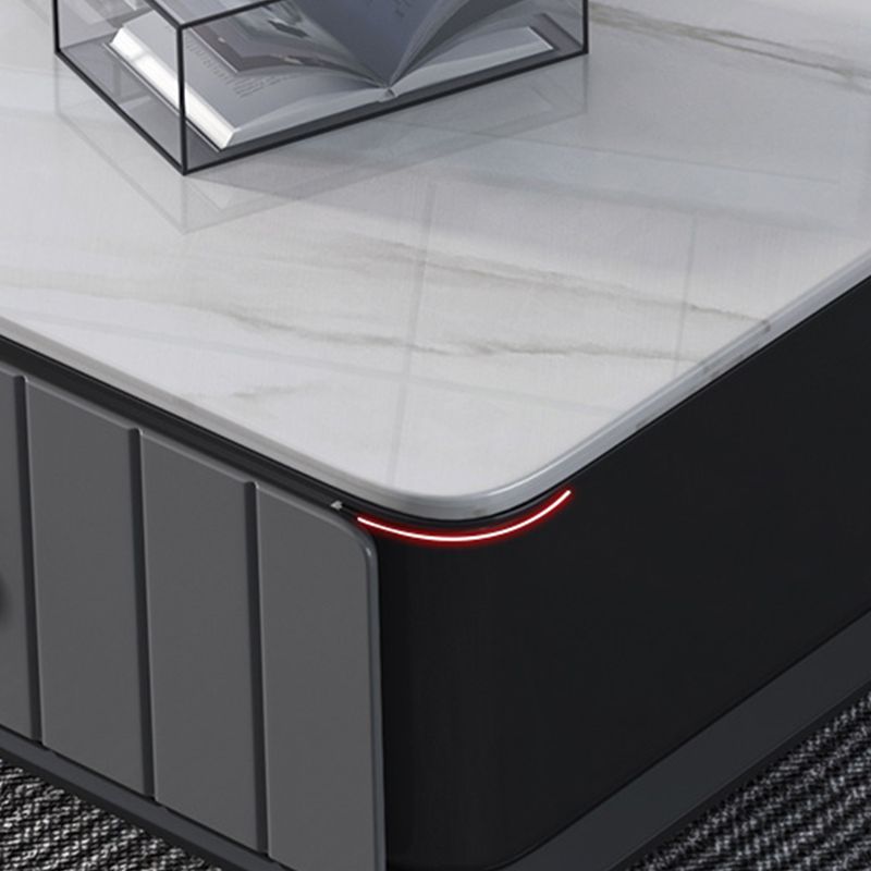 4 Legs Coffee Cocktail Table with Storage Drawers Modern Slate Top