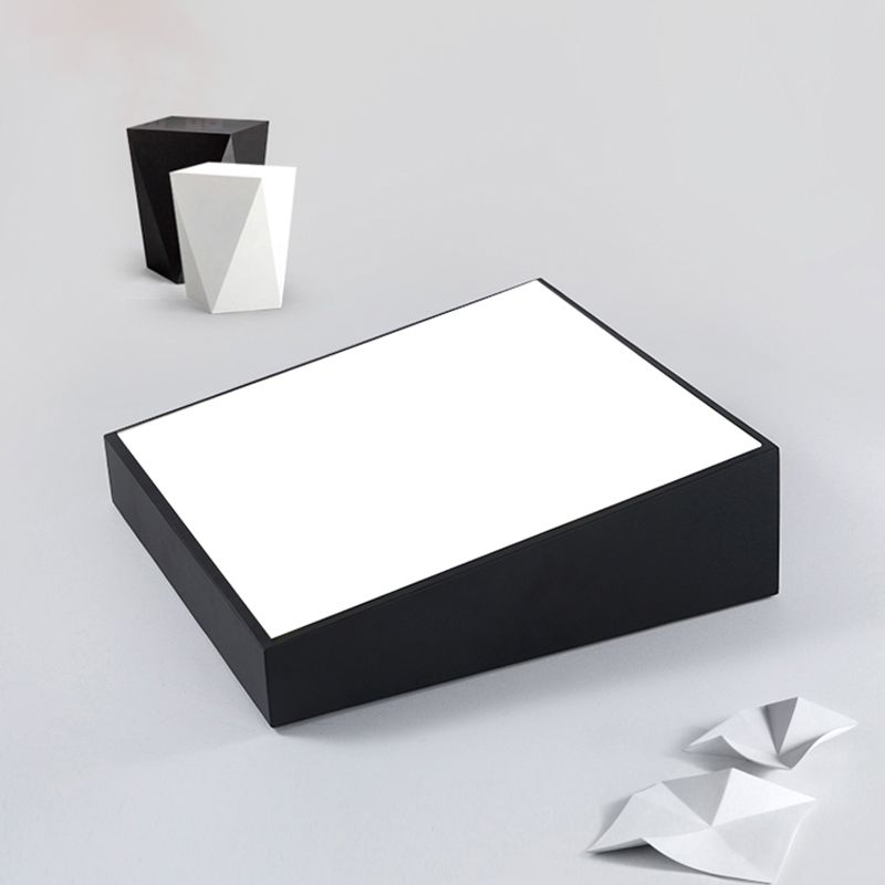 Rectangular Acrylic LED Flush Mount Lamp Minimalist Black Ceiling Lighting for Bedroom