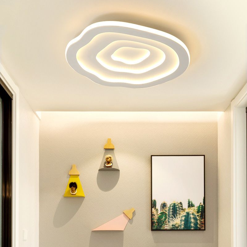 1-Light Geometrische Schatten Bündig Mount Moderne Einfache Style Flush Mount Deckenleuchte in Weiß