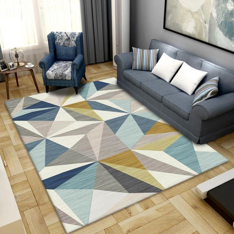 Bright Color Block Patchwork Rug Polyester Contemporary Carpet Stain-Proofing Area Rug for Home Decor