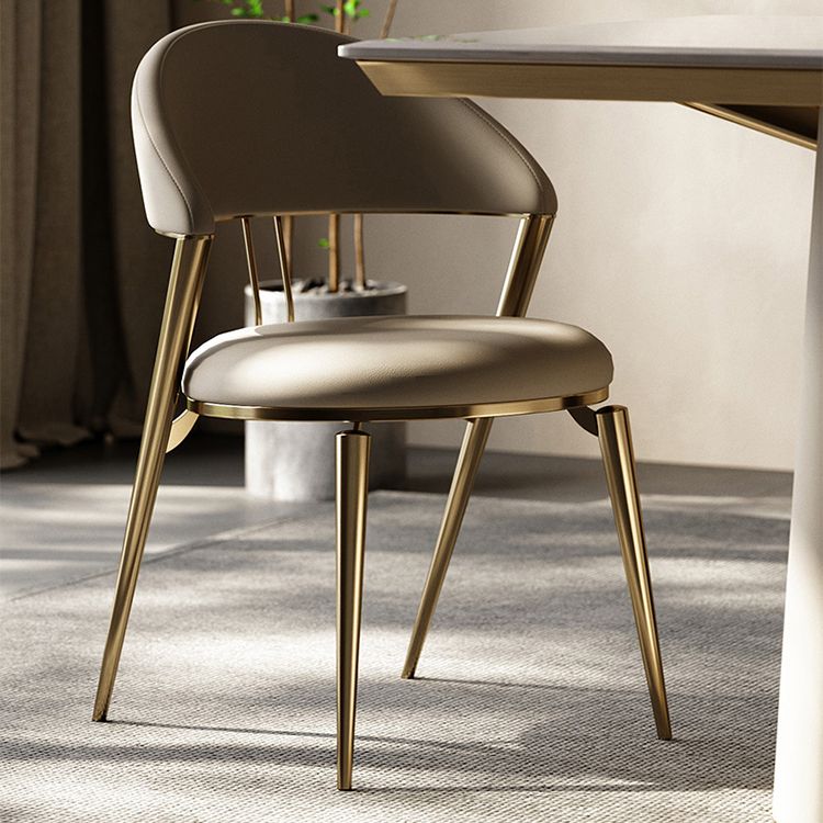 Glam Style Armless Dining Chairs Faux Leather Open Back Dining Side Chair