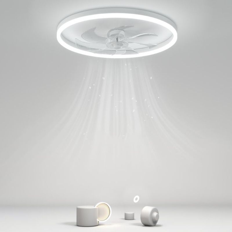 7-Blade LED Ceiling Fan Children White Fan with Light for Bedroom