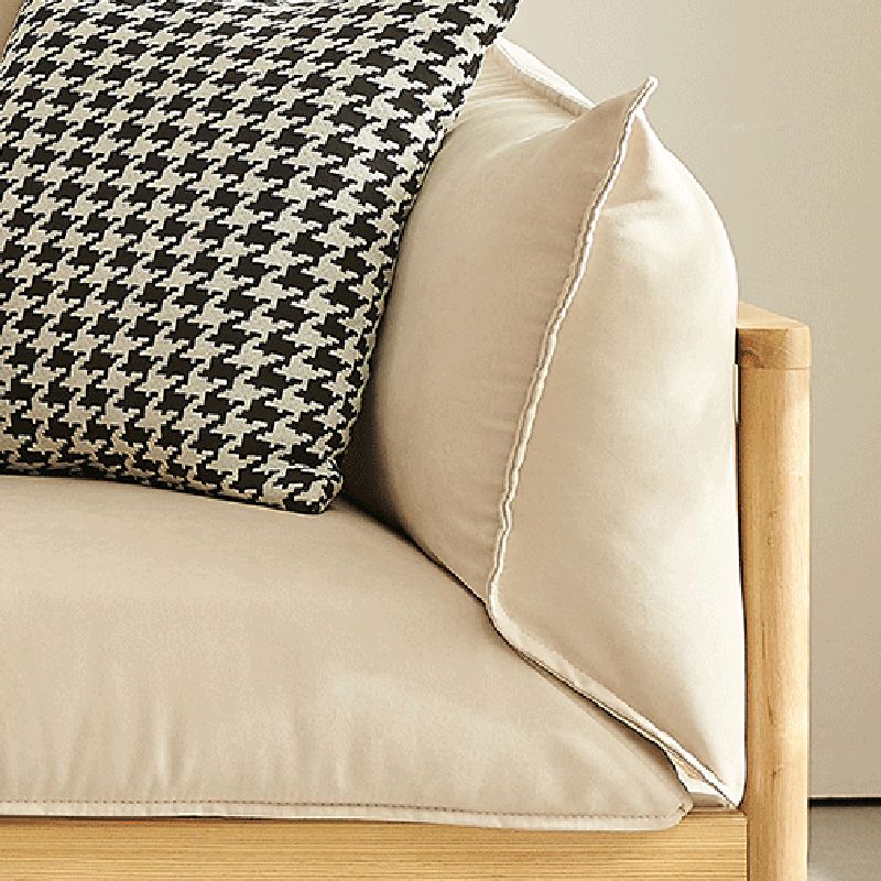 Stationary Cotton 2-seater Living Room Square Arm Cushions Sofa