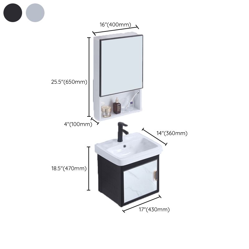 Rectangle Bathroom Vanity Glam Wall Mount Single Sink Mirror Bathroom Vanity Set